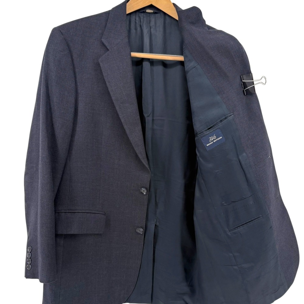 Brooks Brothers 346 Mens Navy Hopsack Blazer Wool Silk Linen 40L Jacket